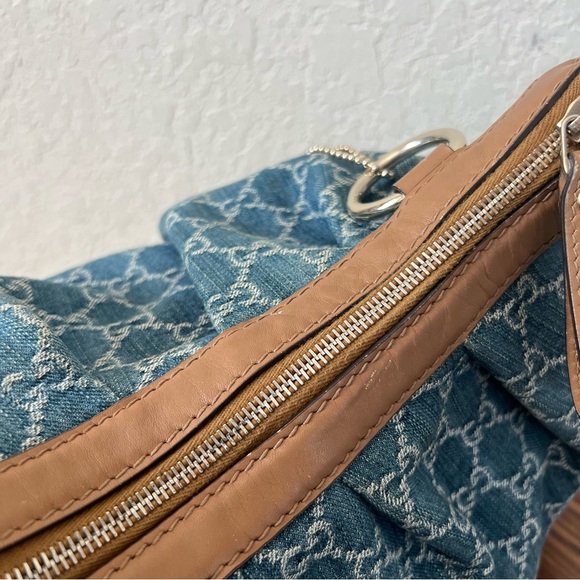 Gucci Gg Monogram Denim/Leather Sukey Hobo Bag - Picture 2 of 16